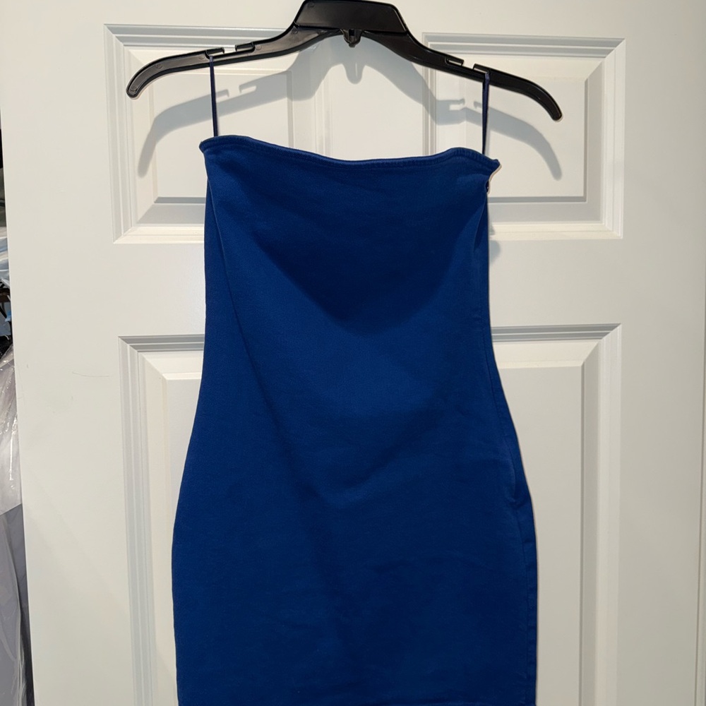 Elegant Blue Strapless Dress